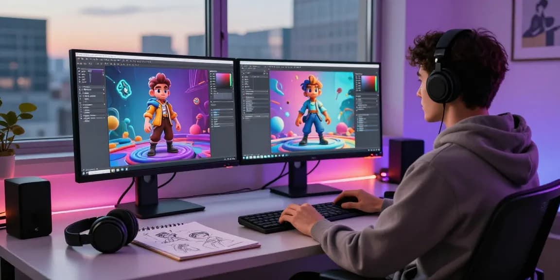 Creative workspace showcasing NSFW AI character design and vibrant digital art.