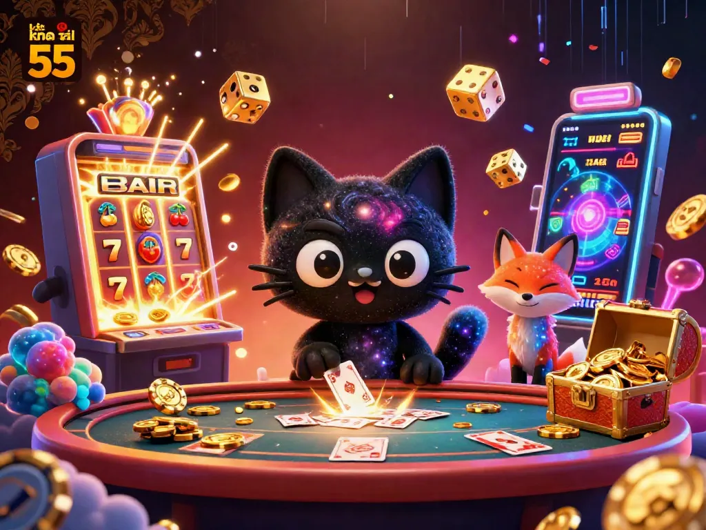 Experience the thrill of kèo nhà cái 55 with an interactive cosmic casino scene filled with action and excitement.