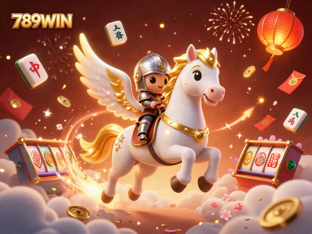 Experience thrilling gameplay with 789WIN in a vibrant casino atmosphere featuring a celestial white horse.