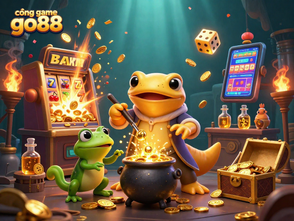 Experience the excitement at cổng game go88 with dynamic casino gaming scenes filled with gold and adventure.