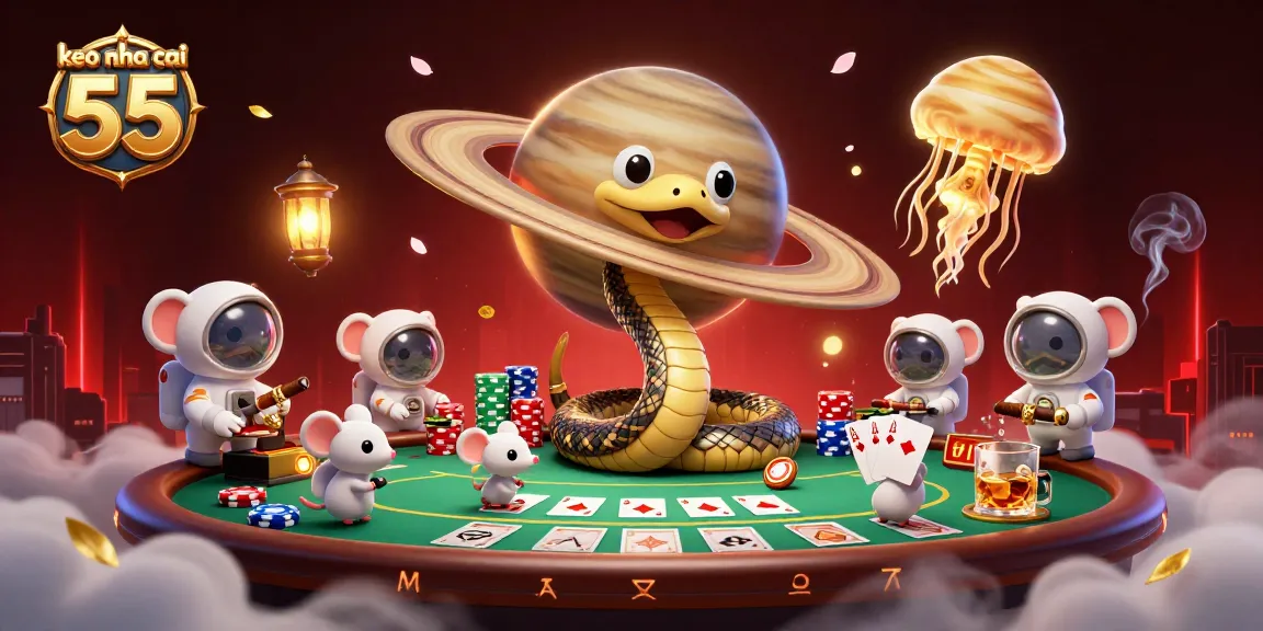 Experience the thrilling bets of tiny astronaut mice as they play on keo nha cai 55's cosmic roulette wheel.