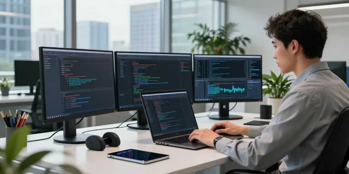 Developer focused on instant indexing in a modern tech workspace.