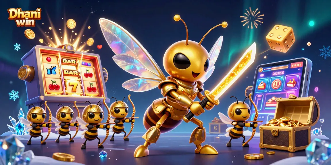 Dhani win offers thrilling casino action with vibrant imagery of a giant hornet and exciting game elements.