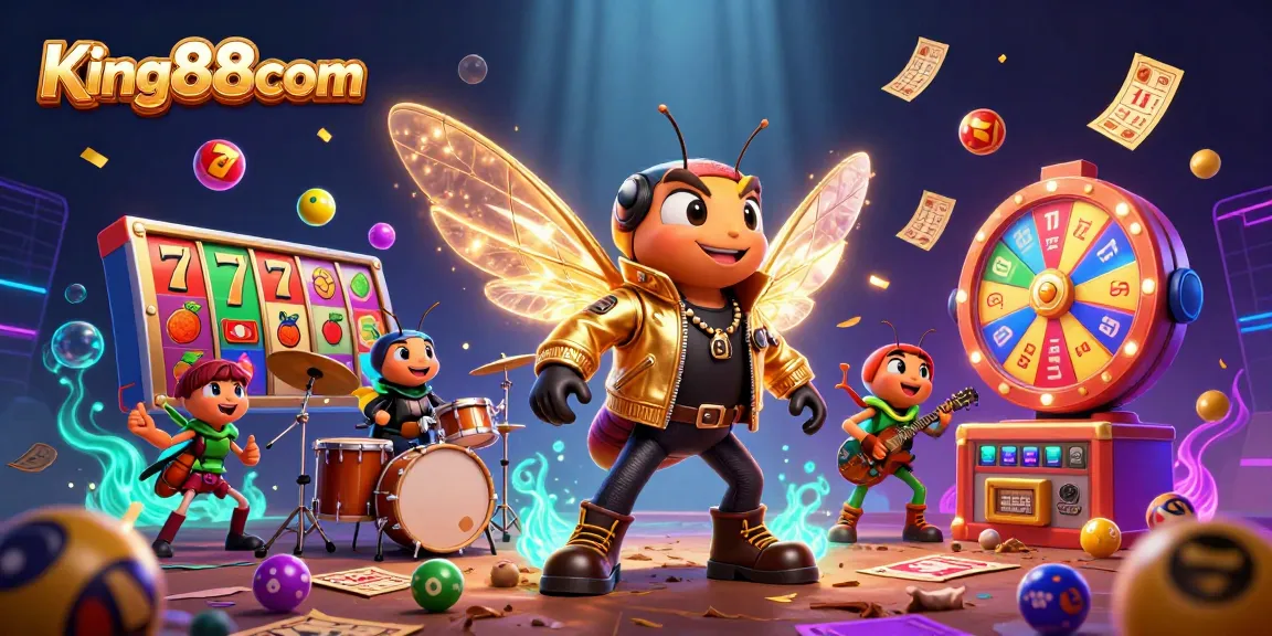 Experience the excitement of King88com with vivid slot machines and dynamic game elements in this captivating casino scene.