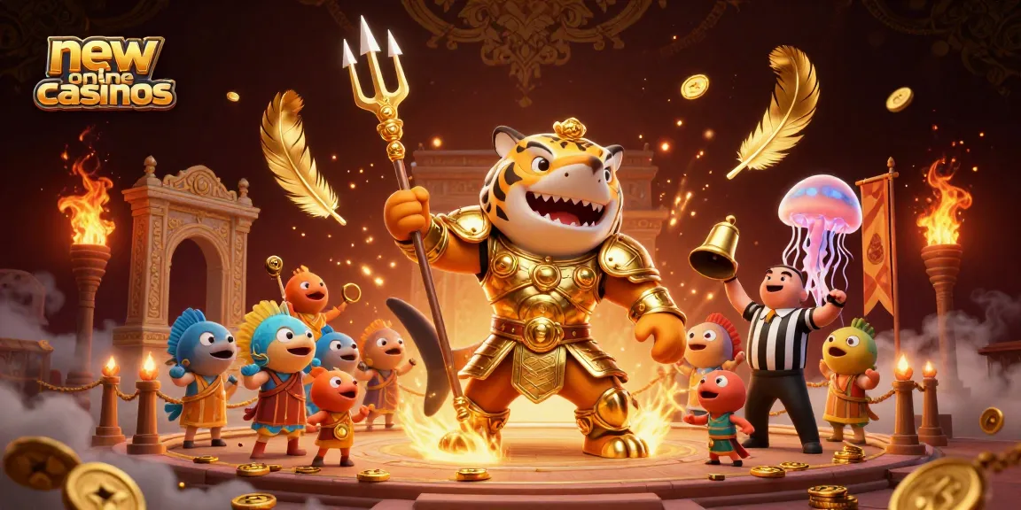 Engage with new online casinos featuring dynamic elements like a trident-wielding shark and cheering fish.